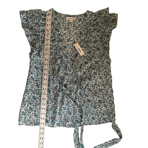 Max Studio Womens Floral Print Ruffle Sleeve V Neck Blouse Top M - Picture 9 of 9